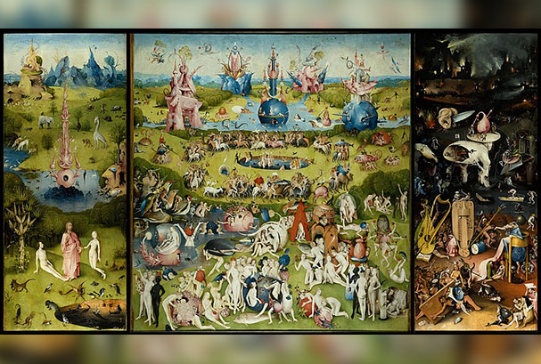 The Garden of earthly delights by Hieronymous Bosch, 16th C, Wikimedia commons