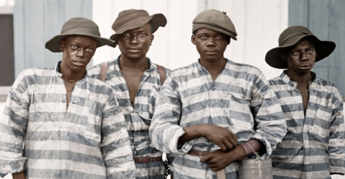 Historic photo of four black US prisoners