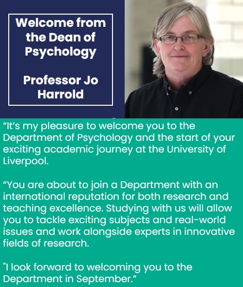 Welcome from the Dean of Psychology Professor Jo Harrold