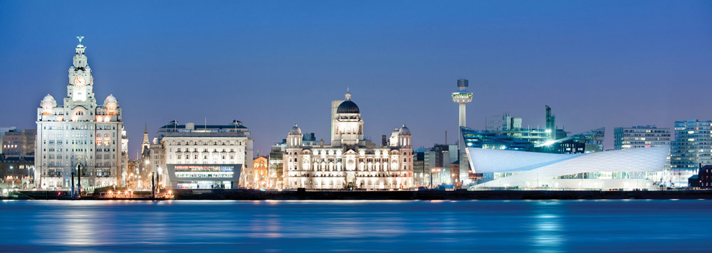Liverpool waterfront at night