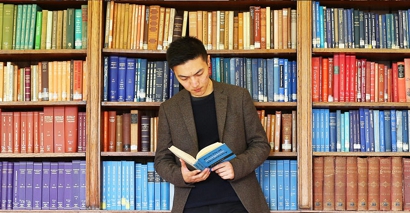 A student in a library