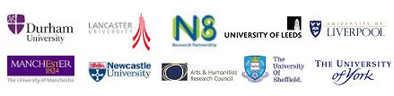 Logos for each of the N8 institutions, the AHRC and the N8 Research Partnership
