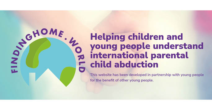 Finding Home logo with text that reads 'Helping children and young people understand international parental child abduction'