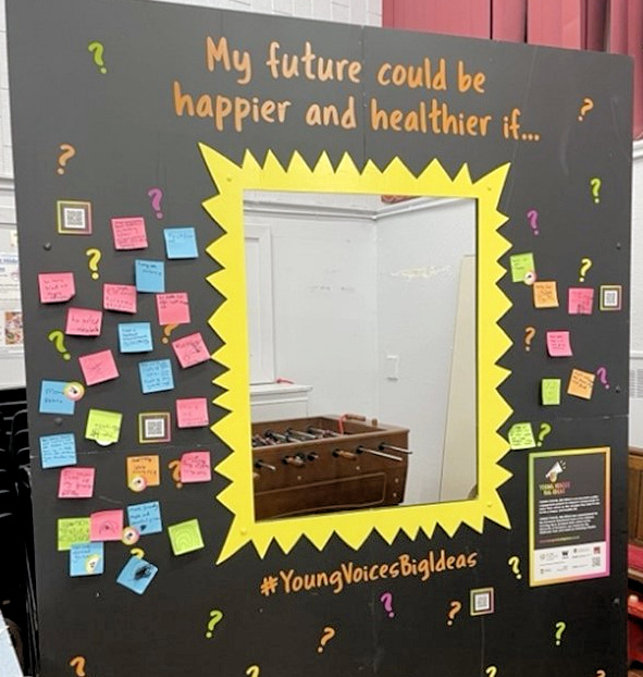 A feedback stand (pop up pod) for children and young people to add their comments to